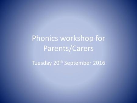 Phonics workshop for Parents/Carers