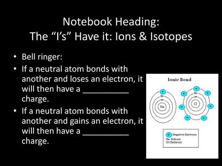 Notebook Heading: The “I’s” Have it: Ions & Isotopes