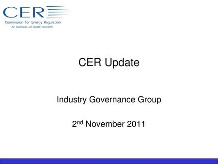 Industry Governance Group 2nd November 2011