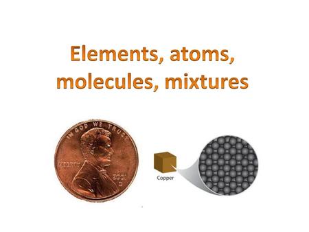 Elements, atoms, molecules, mixtures
