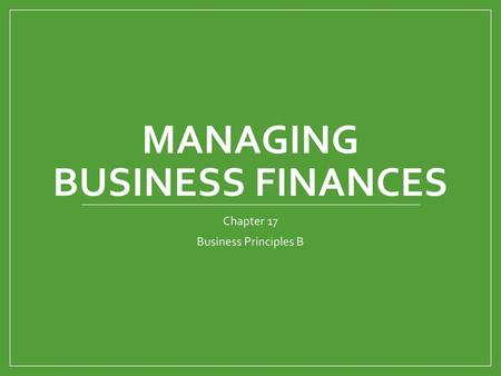 Managing Business Finances