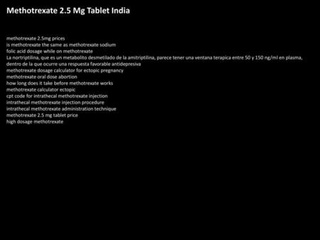 Methotrexate 2.5 Mg Tablet India