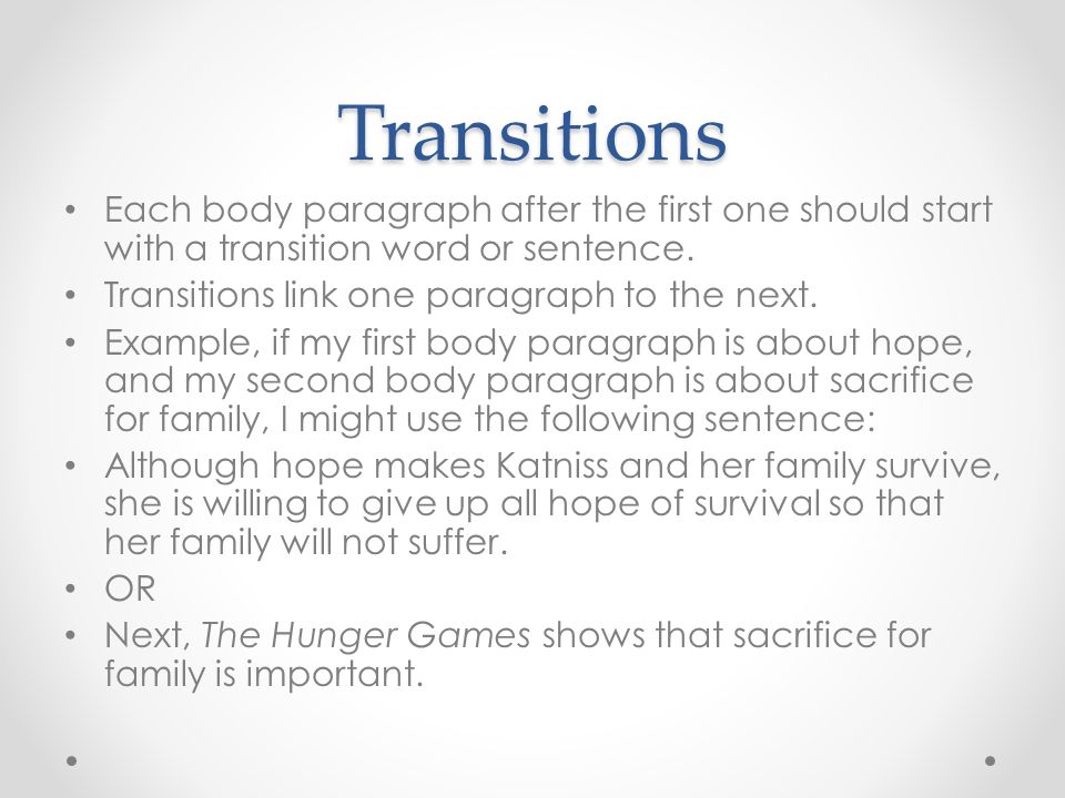 transition words in an essay