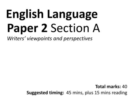 English Language Paper 2 Section A