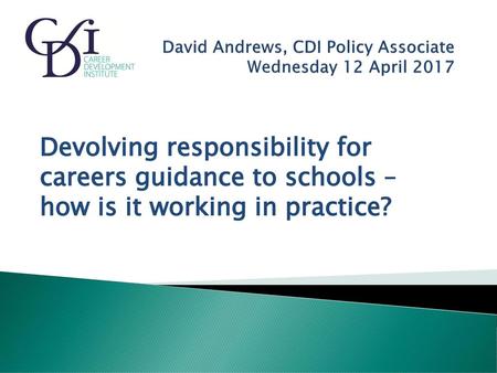 David Andrews, CDI Policy Associate Wednesday 12 April 2017