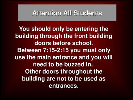 Attention All Students
