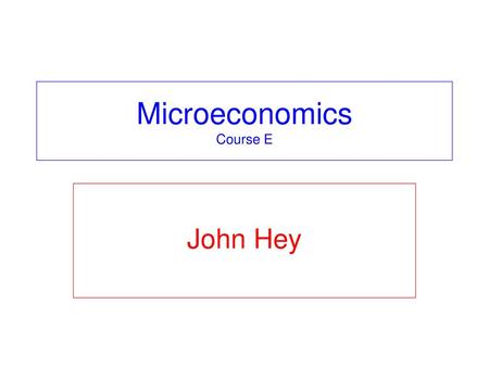Microeconomics Course E