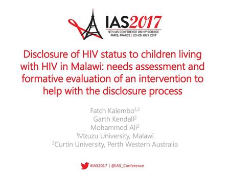 Disclosure of HIV status to children living with HIV in Malawi: needs assessment and formative evaluation of an intervention to help with the disclosure.
