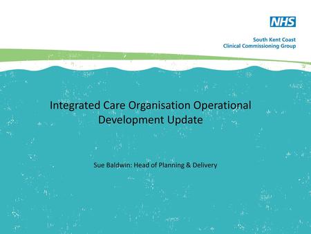 Integrated Care Organisation Operational Development Update