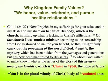Why Kingdom Family Values
