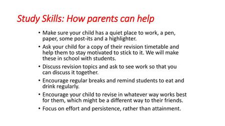 Study Skills: How parents can help