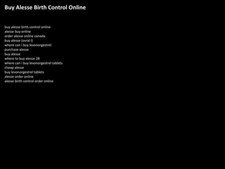 Buy Alesse Birth Control Online