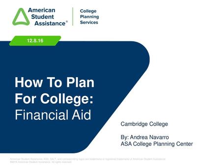 How To Plan For College: Financial Aid