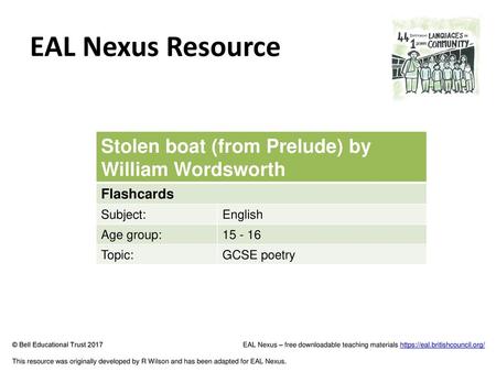 EAL Nexus Resource Stolen boat (from Prelude) by William Wordsworth