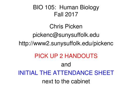 BIO 105: Human Biology Fall 2017