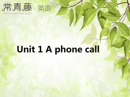 Unit 1 A phone call.