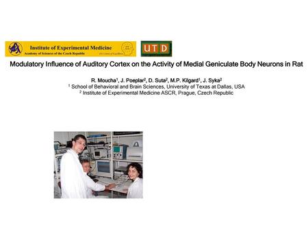 Modulatory Influence of Auditory Cortex on the Activity of Medial Geniculate Body Neurons in Rat R. Moucha1, J. Poeplar2, D. Suta2, M.P. Kilgard1, J.