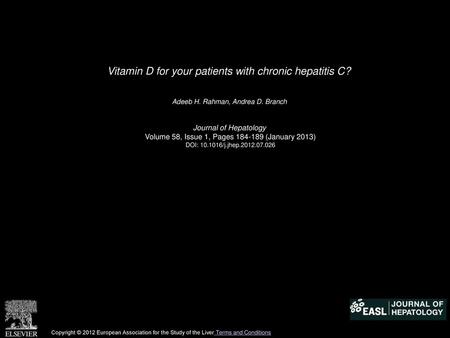 Vitamin D for your patients with chronic hepatitis C?
