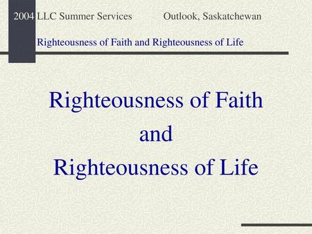 Righteousness of Faith