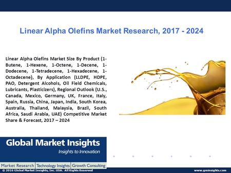 © 2016 Global Market Insights, Inc. USA. All Rights Reserved  Linear Alpha Olefins Market Research, Linear Alpha Olefins.