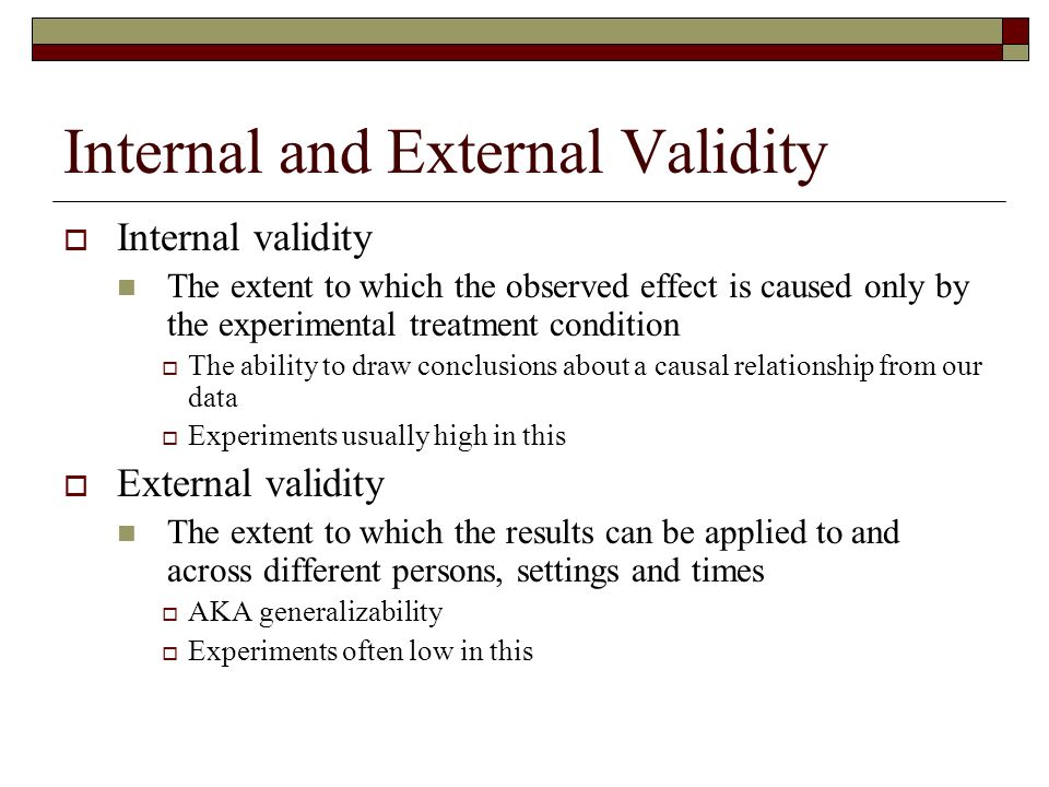 lecture outline introduction to experimental research ppt download external validity