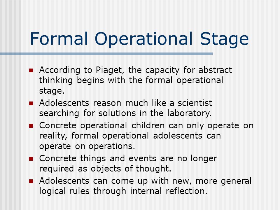 formal operational stage of cognitive development examples