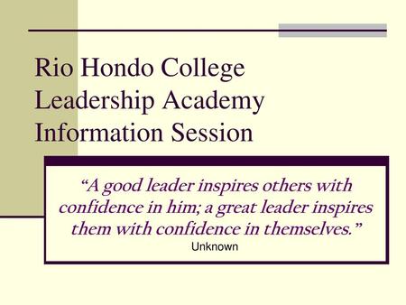 Rio Hondo College Leadership Academy Information Session