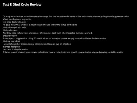 Test E Dbol Cycle Review