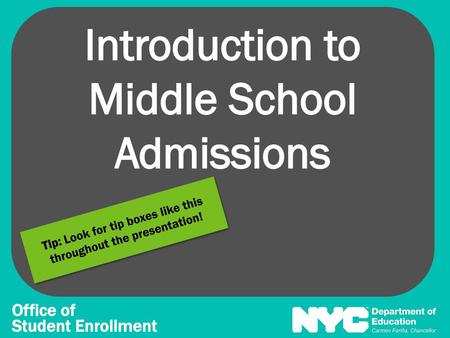 Introduction to Middle School Admissions