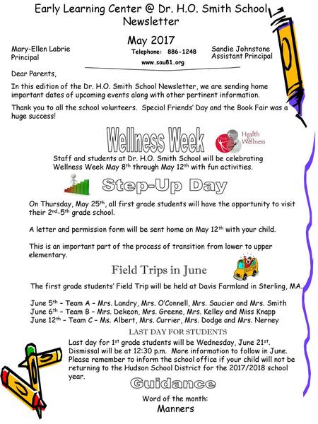 Early Learning Dr. H.O. Smith School Newsletter