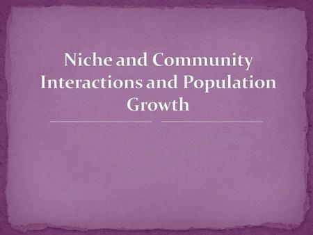 Niche and Community Interactions and Population Growth