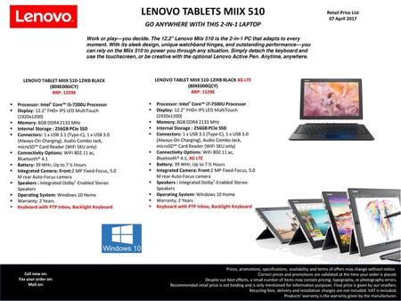 LENOVO TABLETS MIIX 510 GO ANYWHERE WITH THIS 2-IN-1 LAPTOP