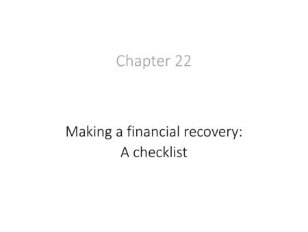 Making a financial recovery: A checklist