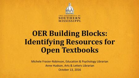OER Building Blocks: Identifying Resources for Open Textbooks