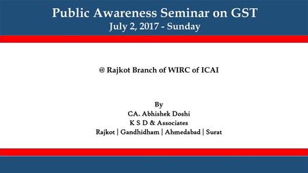 Public Awareness Seminar on GST