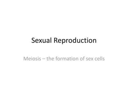Meiosis – the formation of sex cells