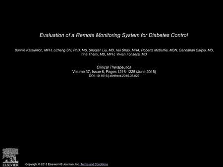 Evaluation of a Remote Monitoring System for Diabetes Control