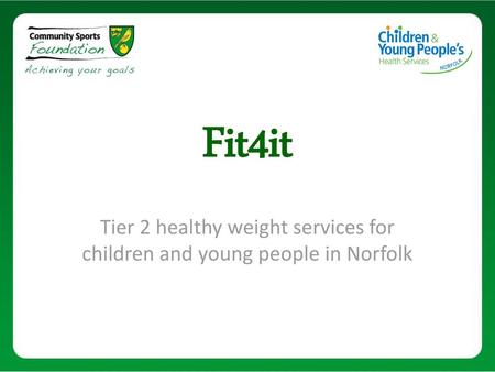 Fit4it Tier 2 healthy weight services for children and young people in Norfolk.