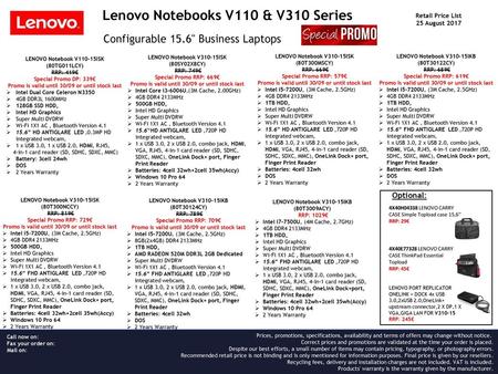 Lenovo Notebooks V110 & V310 Series