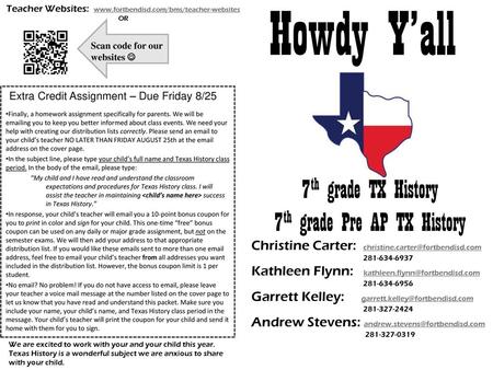 Howdy Y’all 7th grade TX History 7th grade Pre AP TX History