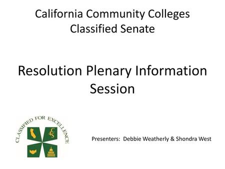 California Community Colleges Classified Senate