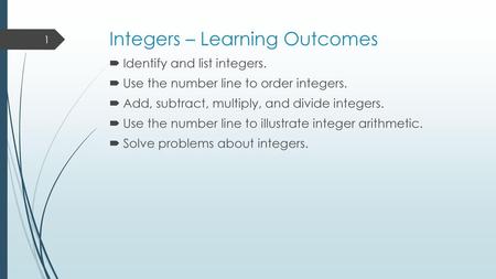 Integers – Learning Outcomes