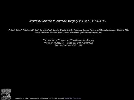 Mortality related to cardiac surgery in Brazil,