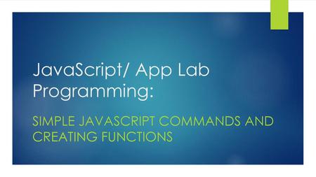 JavaScript/ App Lab Programming: