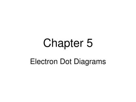 Chapter 5 Electron Dot Diagrams.