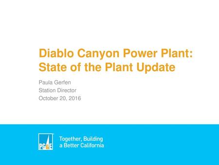 Diablo Canyon Power Plant: State of the Plant Update
