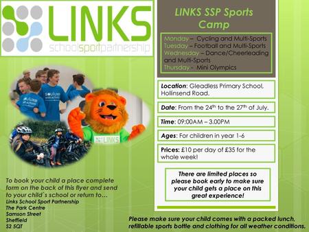 LINKS SSP Sports Camp Monday – Cycling and Multi-Sports