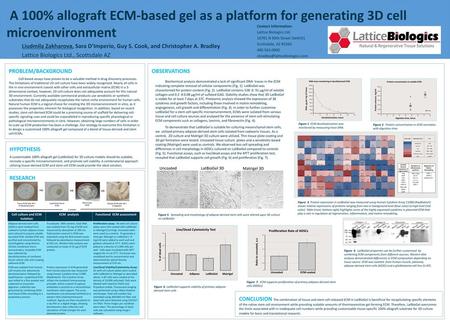 A 100% allograft ECM-based gel as a platform for generating 3D cell microenvironment Contact Information: Lattice Biologics Ltd. 16701 N 90th Street Ste#101.