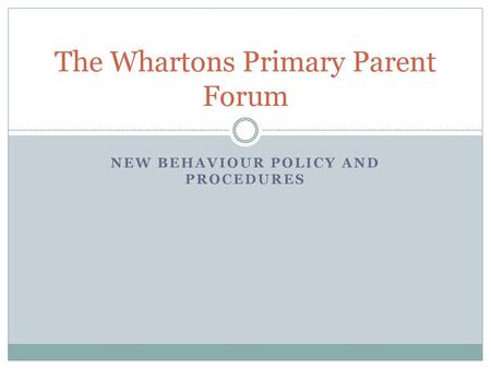 The Whartons Primary Parent Forum