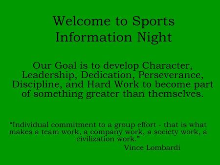 Welcome to Sports Information Night